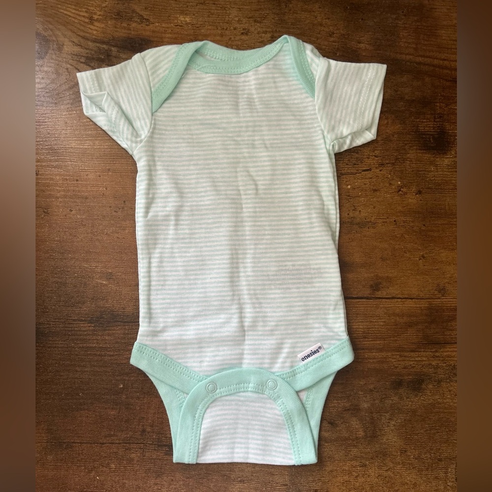 Mint Green Striped Baby One Piece